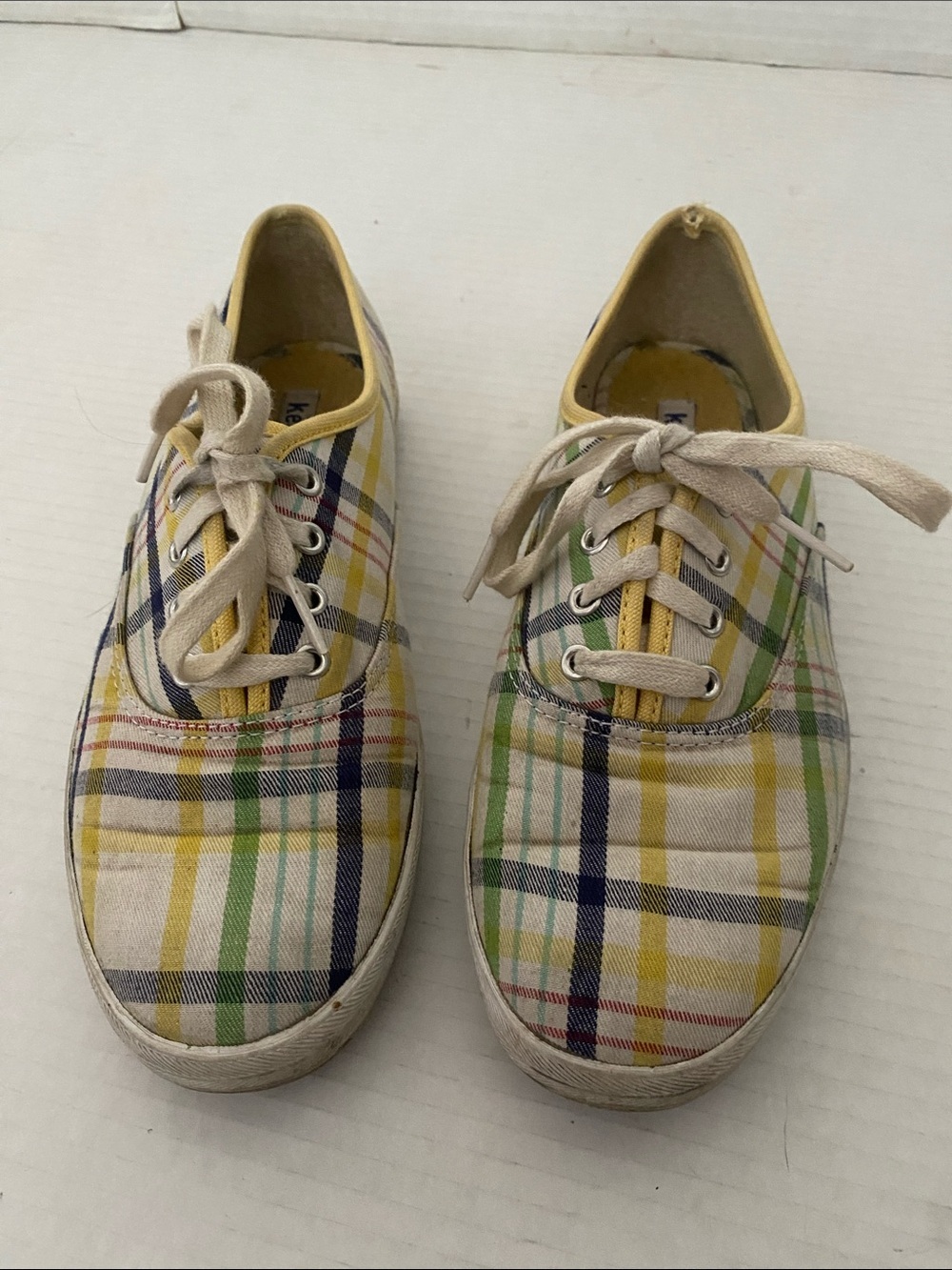 Keds Yellow Plaid Slip-On Canvas Sneakers Size 7/37